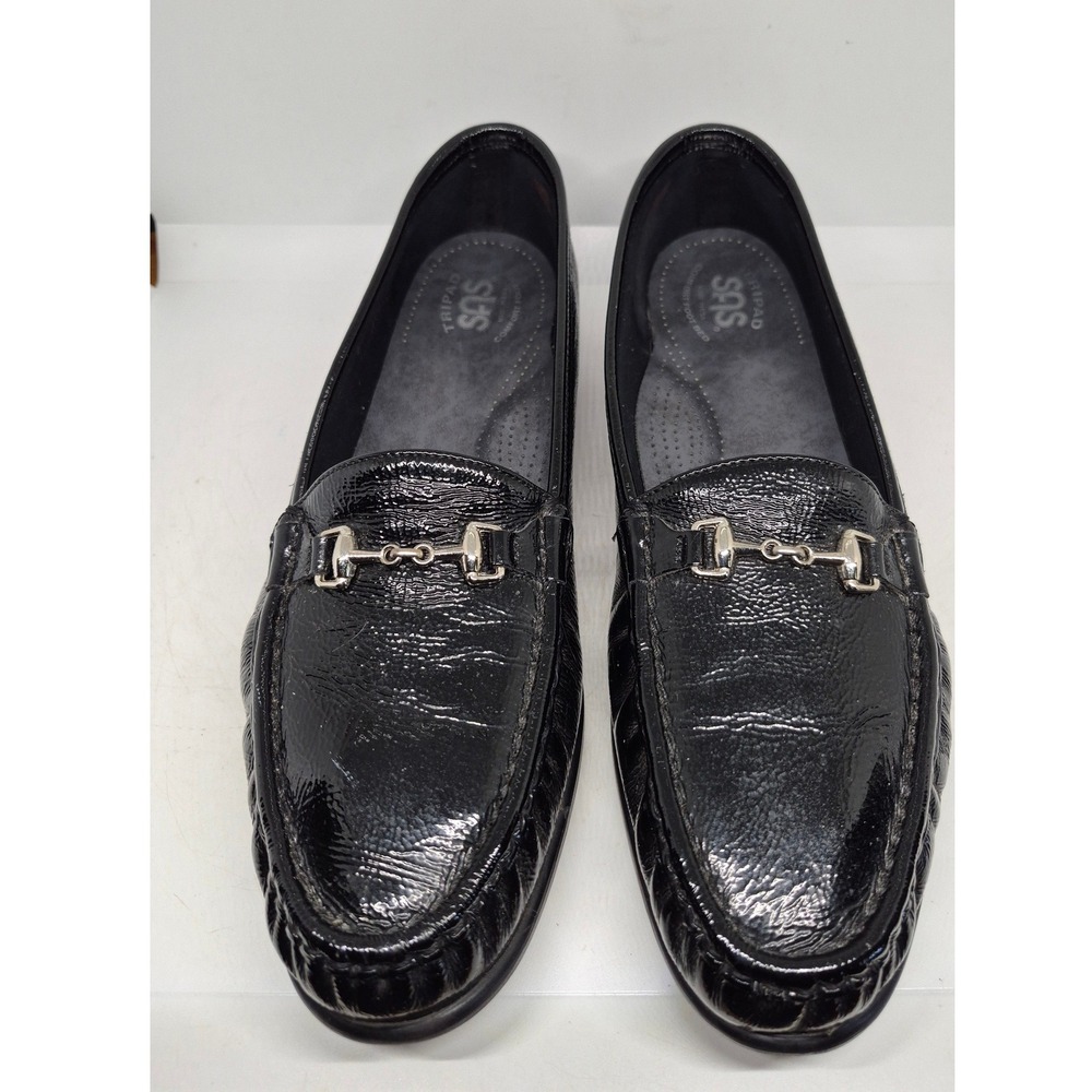 SAS‎ Hope Loafers Woman Black Patent Leather Horsebit Slip On Comfort Shoes